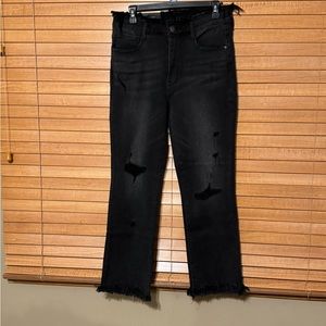 Risen High Waist Frayed Waist & Hem Jeans 30/11